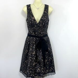 BCBG Dress Black Lace Cocktail Fit And Flare Vintage Beautiful Size 4 Ex…